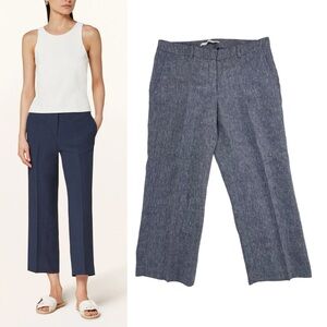 NWOT NEW Raffaello Rossi Classic Olessa 7/8 Elegant Blue 100% Linen Pants 40 M